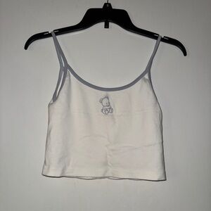 Brandy Melville White Camisole with Teddy Bear Embroidery